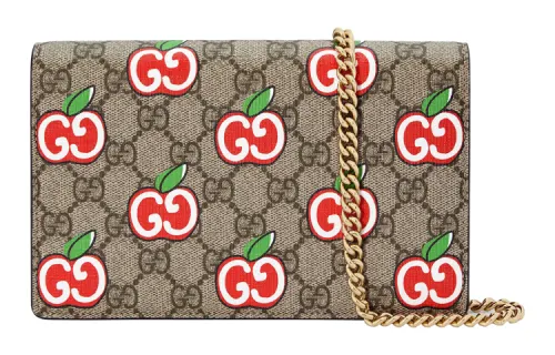 GUCCI Canvas With Leather Wallet, Shoulder Bag, Crossbody Bag Women's Ebony/Red