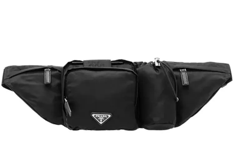 PRADA Nylon Fabric Waist Bag Chest Bag Unisex Black