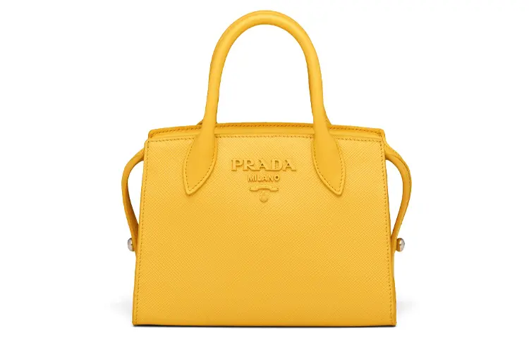PRADA Detachable Strap Saffiano Leather Handbag, Shoulder Bag, Crossbody Bag Women's Yellow