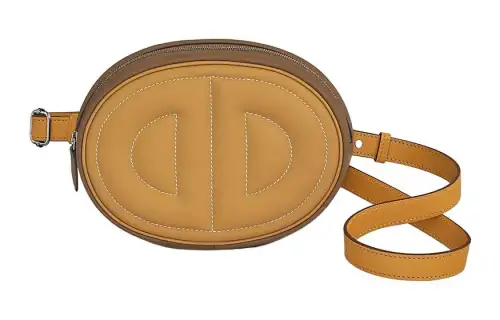 HERMES In The Loop Swift Calfskin Fanny Pack Small Unisex Cookie/Chestnut/Sesame