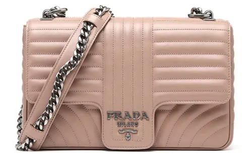 PRADA Magnetic Closure Cow Leather Small Square Bag Shoulder Bag Women's Nude