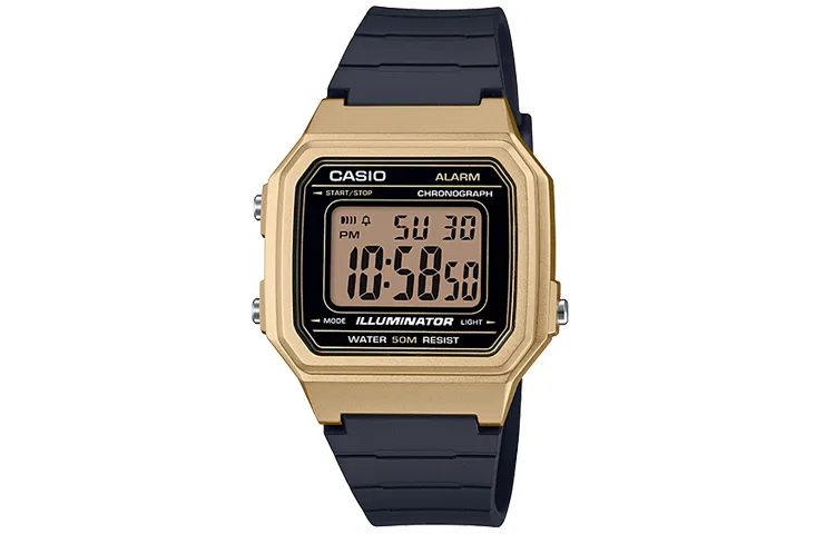 CASIO YOUTH Silicone Square Dial Quartz Movement Resin Strap Watch Men's Watches Gold Dial