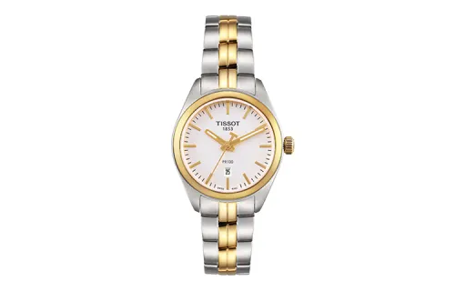 TISSOT PR100 Collection Quartz Movement 100m Waterproof Women's Watch 33mm Silver Dial