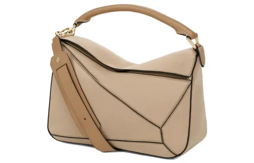 LOEWE Puzzle Cow Leather Geometric Bag, Puzzle Bag, Shoulder Bag, Crossbody Bag, Handbag Medium Women's Sand