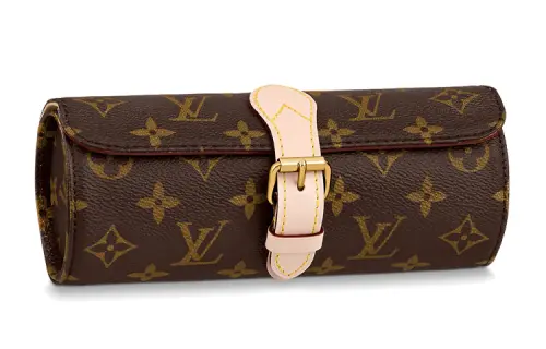 LOUIS VUITTON 3 Watch Case Monogram Canvas Brown