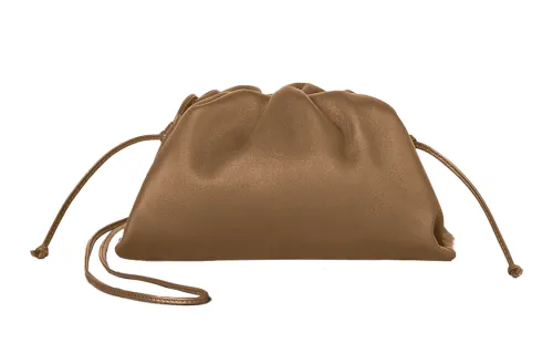 Bottega Veneta POUCH Cloud Bag Cow Leather One Shoulder Crossbody Clutch Mini Women's Teak Color