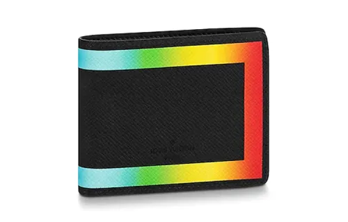 LOUIS VUITTON Slender Wallet Taiga Black/Rainbow