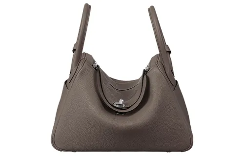HERMES Lindy Clemence Bullock Leather Handbag 30 Women's 8F Gris ÉTai Tin Gray