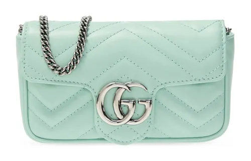 GUCCI GG Marmont Quilted Leather Shoulder Bag Extra Mini Women's Green