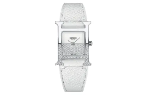 HERMES Wrist Watches Quartz Movement Genuine Leather Strap White Dial Women's Watch
