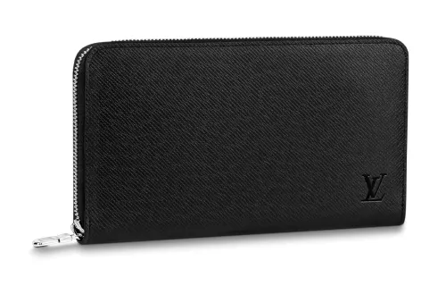 LOUIS VUITTON Zippy Leather Wallet Regular Men's Black