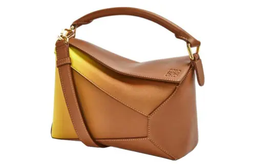 LOEWE Puzzle Calfskin Handbag Small Women's Tan