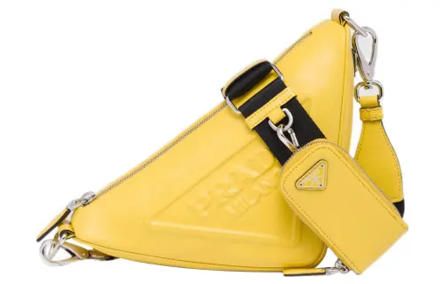 PRADA Triangle Leather Shoulder Bag, Crossbody Bag Women's Sunlight Yellow