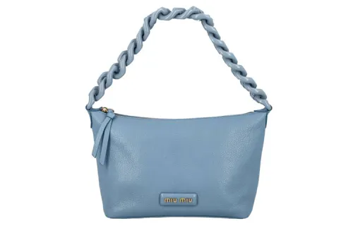 MIU MIU Leather Handbag Women's Light Blue