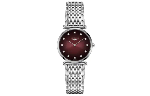 LONGINES Jialan Collection Women's Watch Quartz Movement 29mm Red Watch Dial Stainless Steel Case