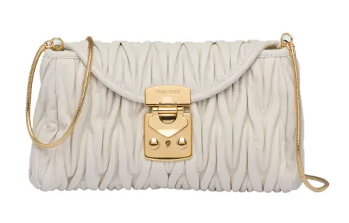 MIU MIU Soft Sheep Leather Shoulder Bag Women's White