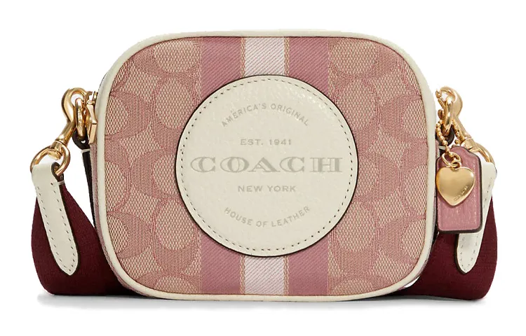 COACH Dempsey Pebbled Leather Shoulder Bag, Crossbody Bag Mini Women's Pink
