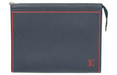 LOUIS VUITTON Pochette Voyage Zip Closure Leather Toiletry Bag Clutch Medium Men's Dark Blue