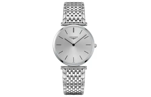 LONGINES Jialan Collection Quartz Movement 30m Waterproof Unisex Watch 36mm Silver Dial Stainless Steel Case