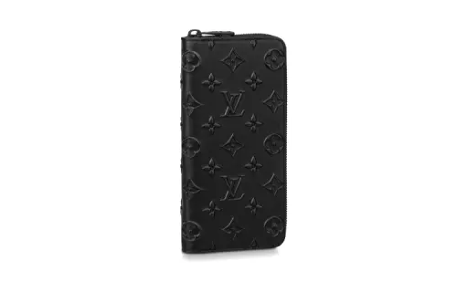 LOUIS VUITTON Zippy Cow Leather Wallet Men's Black