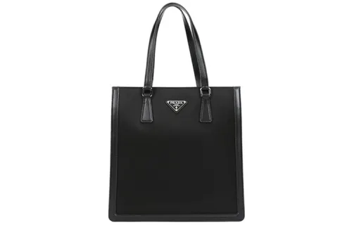 PRADA Fabric With Leather Tote Handbag, Shoulder Bag Women's Black