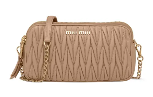 MIU MIU Chain Leather Shoulder Bag Women's Brown