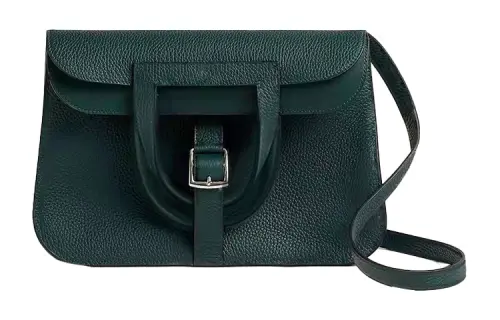 HERMES Halzan Clemence Bullock Leather Handbag, Shoulder Bag, Crossbody Bag Women's Pine Green