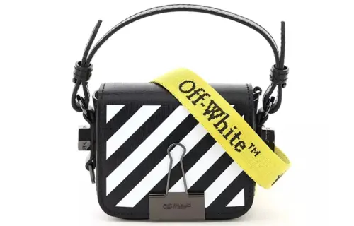 OFF WHITE Genuine Leather Shoulder Bag Small Unisex Black