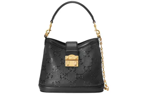 GUCCI Leather Handbag, Shoulder Bag Small Women's Black