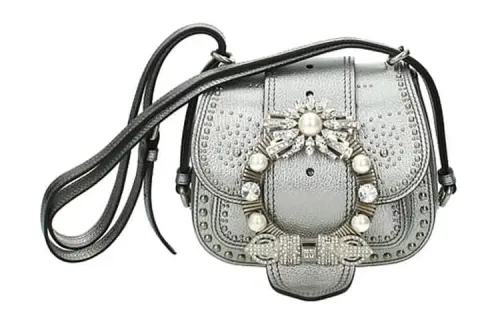 MIU MIU Leather Handbag, Shoulder Bag Mini Women's Silver
