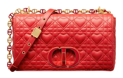 DIOR Cow Leather Handbag, Shoulder Bag, Crossbody Bag Medium Women's Red