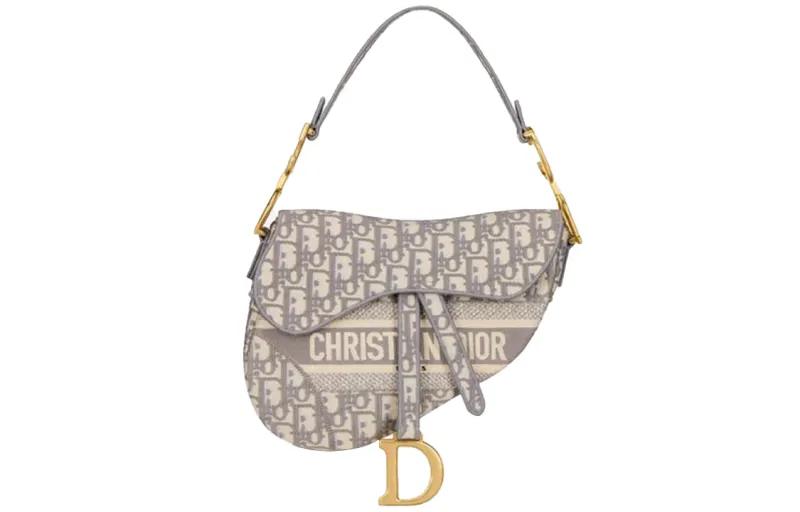 DIOR Saddle Bag Gray DIOR Oblique Embroidery