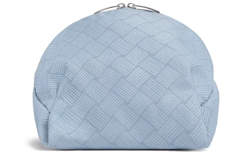 Bottega Veneta Jacquard Fabric With Cow Leather Clutch Makeup Bag Small Women's Bubble Blue