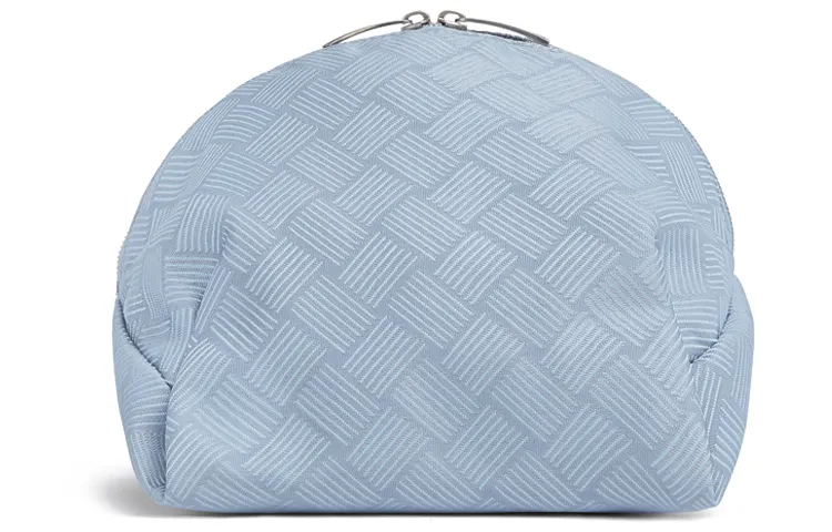 Bottega Veneta Jacquard Fabric With Cow Leather Clutch Makeup Bag Small Women's Bubble Blue