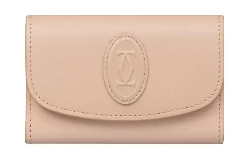 CARTIER Must De Cartier Cow Leather Key Pouch Women's Pink Beige