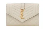 SAINT LAURENT ENVELOPE Grain Leather Envelope Bag Wallet Small Women's Vintage White
