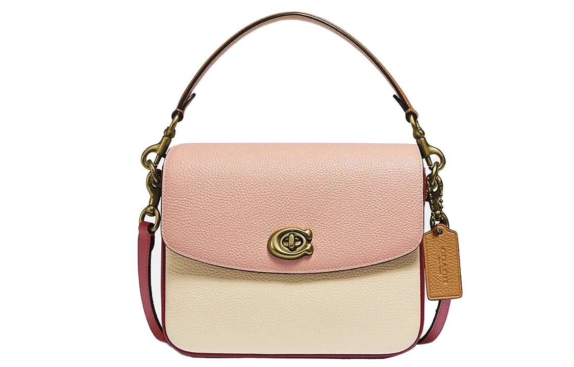 COACH Cassie Leather Messenger Bag One Shoulder Handbags Small Women's Cherry Blossom Pink Beige