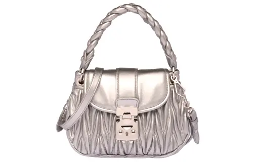 MIU MIU Leather Handbag Women's Silver