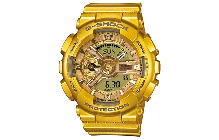 CASIO Men Liquid Crystal/Analog Dual Display Series 45.9mm Gold Watch GMA-S110VK-9