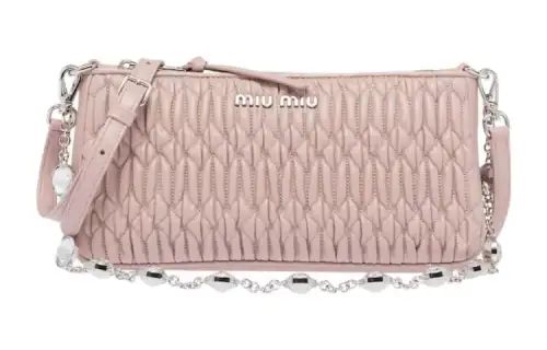 MIU MIU Matelassé Sheepskin Pleated Bag, Shoulder Bag, Crossbody Bag Mini Women's Egg White Stone Color