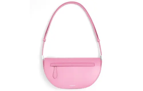 Burberry Smooth Leather Shoulder Bag, Crescent Bag, Portable Crossbody Bag, Shoulder Bag Women's Primrose Floral Pink