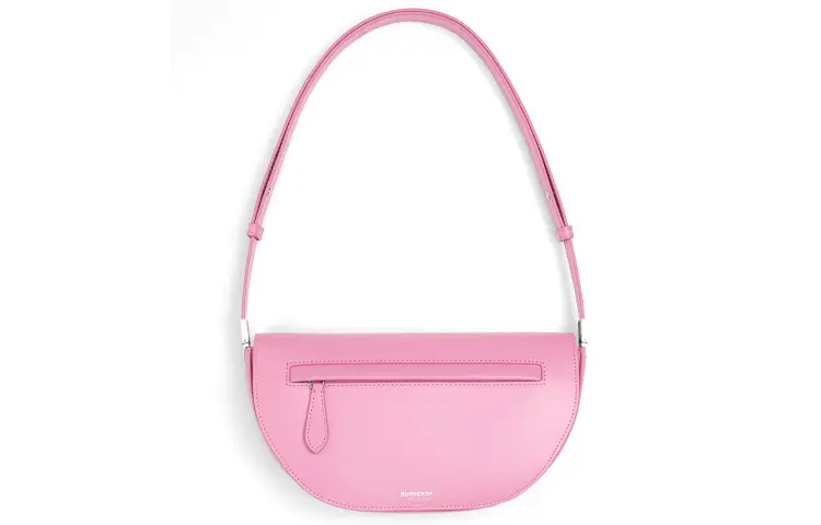 Burberry Smooth Leather Shoulder Bag, Crescent Bag, Portable Crossbody Bag, Shoulder Bag Women's Primrose Floral Pink