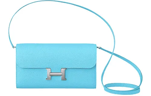 HERMES Constance To Go Epsom Calfskin Clutch Wallet, Shoulder Bag, Crossbody Bag Women's 3P Bleu Atoll Macaron Blue