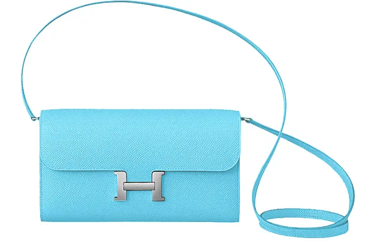 HERMES Constance To Go Epsom Calfskin Clutch Wallet, Shoulder Bag, Crossbody Bag Women's 3P Bleu Atoll Macaron Blue