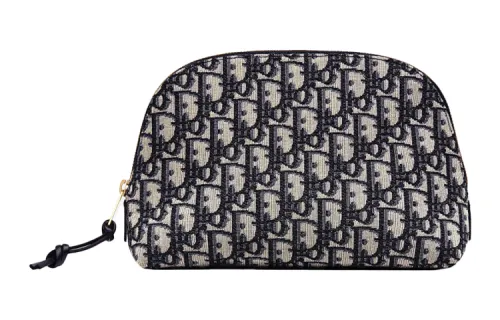 DIOR Canvas Bag Makeup Bag Travel Storage Bag Clutch Women's Blue