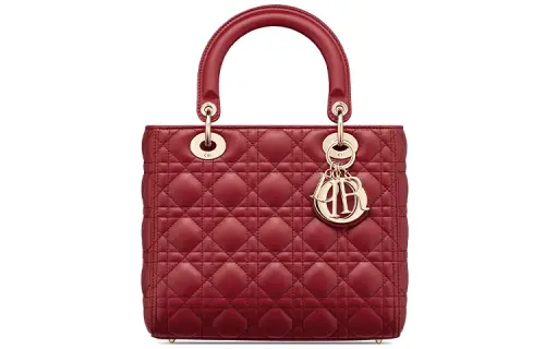 DIOR Lady Dior Sheepskin Handbag, Shoulder Bag, Crossbody Bag, Handbag Medium Women's Cherry Red