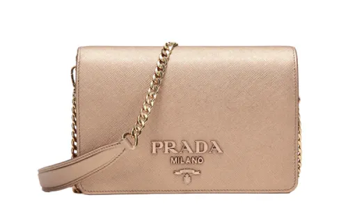 PRADA Saffiano Cow Leather Crossbody Bag, Shoulder Bag Women's Quartz