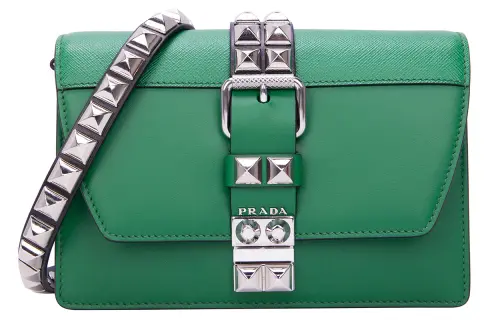 PRADA Cow Leather Crossbody Bags Women's Green