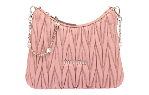 MIU MIU Matelassé Sheepskin Shoulder Bag Women's Egg White Stone Color