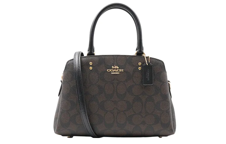COACH Lillie Cow Leather Handbag, Shoulder Bag, Crossbody Bag Small Women's Dark Brown